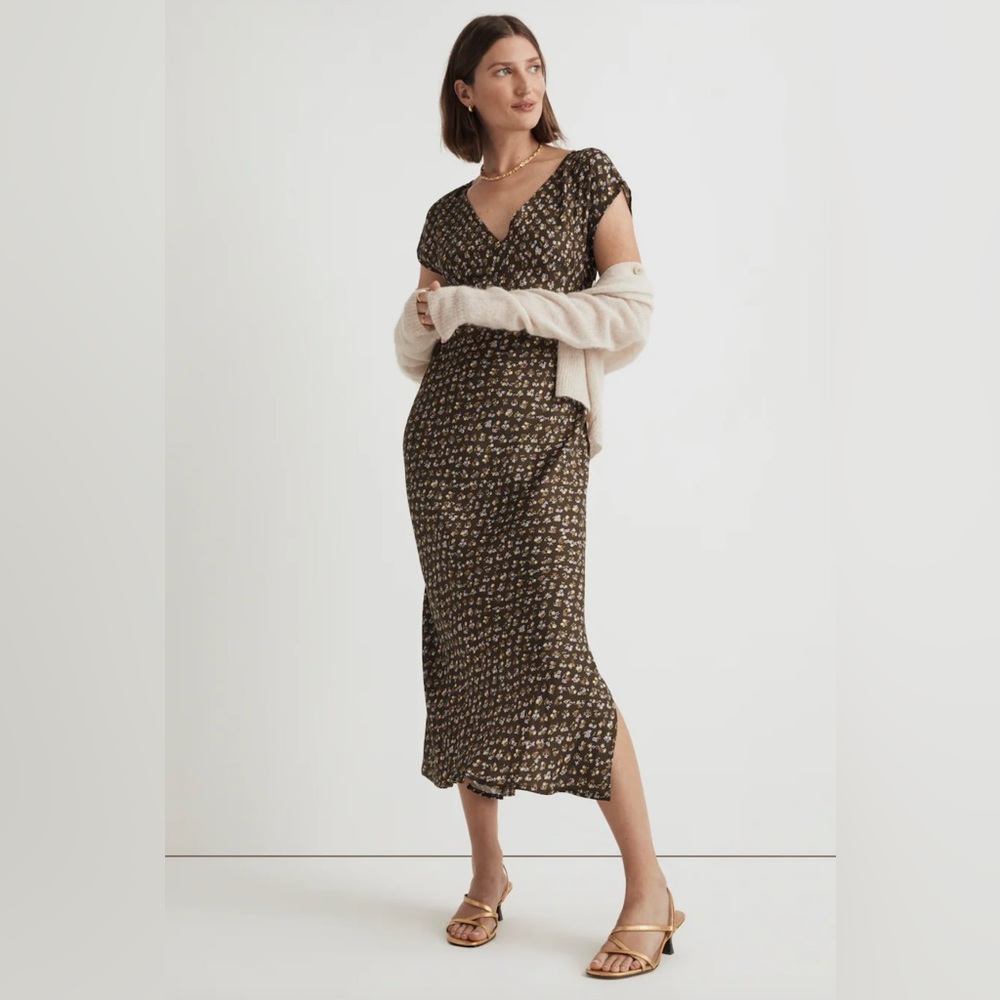 Madewell Wide V-Neck Midi Dress